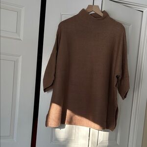 Kerisma Warm Brown/Camel Mock Neck Tunic Sweater